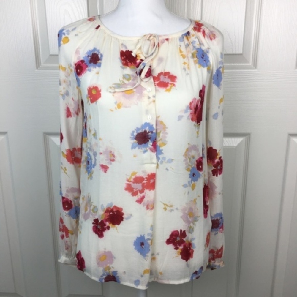 Lucky Brand Floral Print Button Down Blouse Top XS